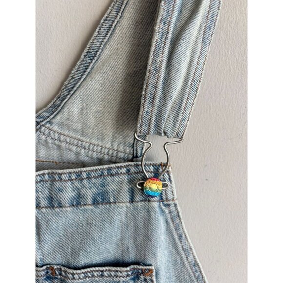 Levi's Pride Liberation Womens Bib Overalls Shortalls Romper Denim Blue Sz L - Picture 7 of 16